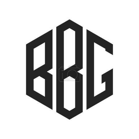 Diseño de Logo BBG. Logo inicial de BBG Monogram con forma de hexágono