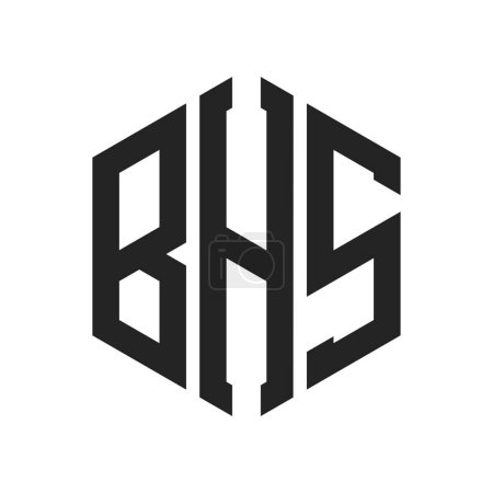 Diseño de Logo BHS. Logotipo inicial del monograma de la letra BHS usando la forma del hexágono