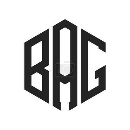 BAG Logo Design. Initial Letter BAG Monogram Logo mit Sechseck-Form
