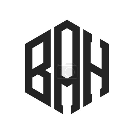 BAH Logo Design. Initial Letter BAH Monogram Logo using Hexagon shape