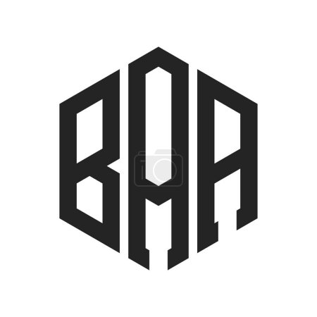 Diseño de Logo BAA. Letra inicial BAA Monogram Logo usando la forma del hexágono