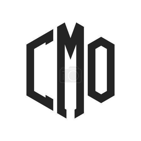 Illustration for CMO Logo Design. Initial Letter CMO Monogram Logo using Hexagon shape - Royalty Free Image