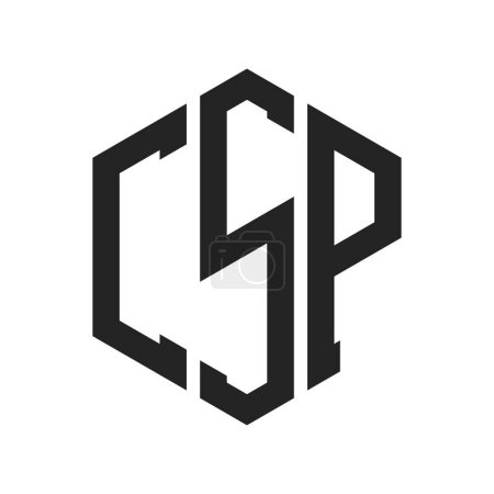Diseño de Logo CSP. Logo inicial del monograma CSP de la letra usando la forma del hexágono
