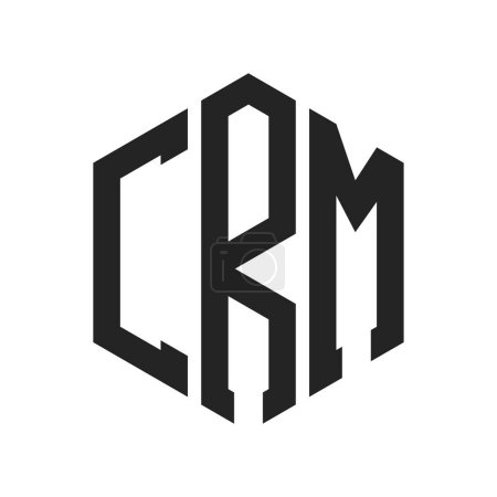 Illustration for CRM Logo Design. Initial Letter CRM Monogram Logo using Hexagon shape - Royalty Free Image