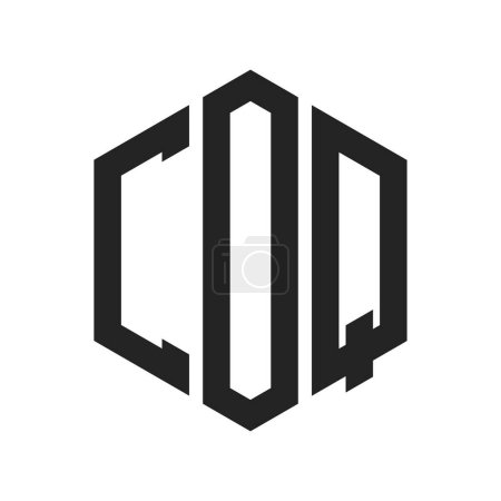 Illustration for COQ Logo Design. Initial Letter COQ Monogram Logo using Hexagon shape - Royalty Free Image