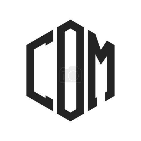 Diseño de Logo COM. Logo inicial del monograma COM de la letra usando la forma del hexágono