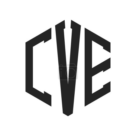 Illustration for CVE Logo Design. Initial Letter CVE Monogram Logo using Hexagon shape - Royalty Free Image