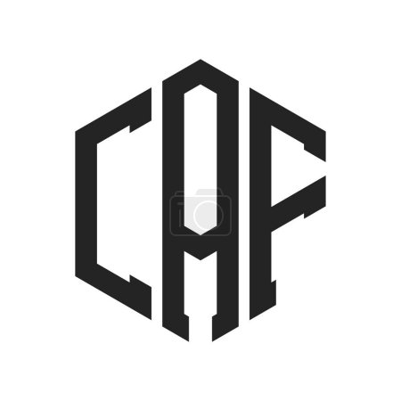 Diseño de Logo CAF. Logo inicial del monograma de la carta CAF usando la forma del hexágono