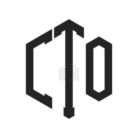 Illustration for CTO Logo Design. Initial Letter CTO Monogram Logo using Hexagon shape - Royalty Free Image