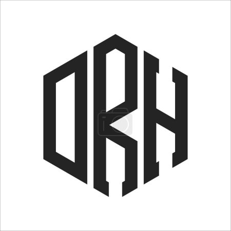 Illustration for DRH Logo Design. Initial Letter DRH Monogram Logo using Hexagon shape - Royalty Free Image