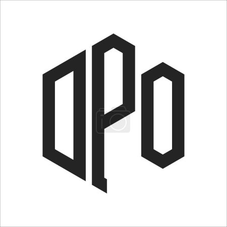 Diseño de Logo DPO. Logo inicial de DPO Monogram con forma de hexágono