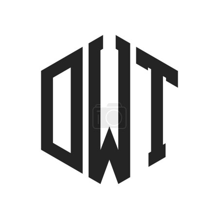 Diseño de Logo DWT. Logo inicial del monograma de la letra DWT usando la forma del hexágono