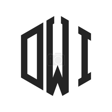 DWI Logo Design. Anfangsbuchstabe DWI Monogramm Logo mit Hexagon-Form