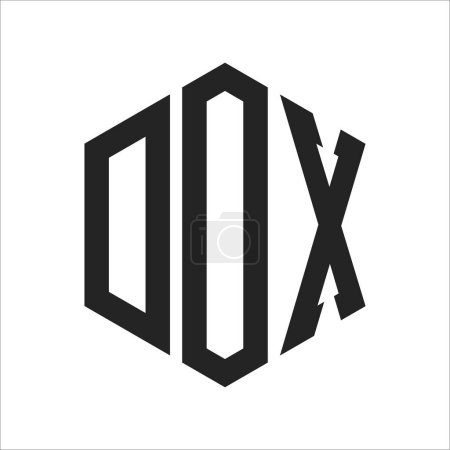 Diseño de Logo DOX. Logo inicial DOX Monogram con forma de hexágono