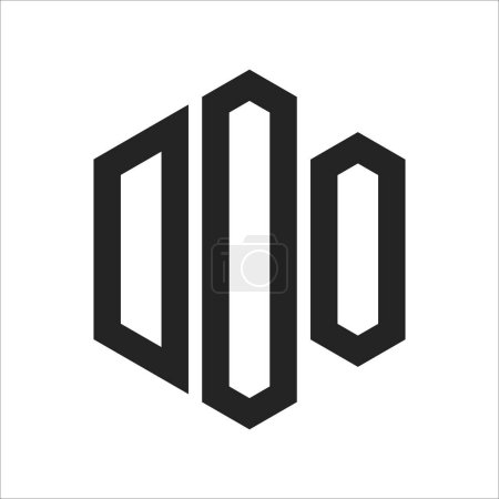 Diseño de Logo DOO. Logo inicial DOO Monogram con forma de hexágono