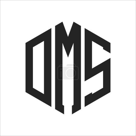 Diseño de Logo DMS. Logo inicial del monograma de la letra DMS usando la forma del hexágono