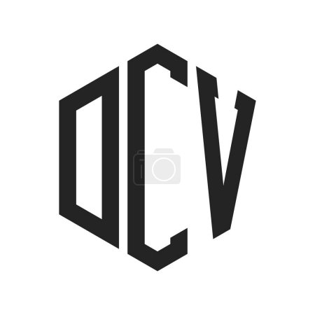 Diseño de Logo DCV. Logo inicial del monograma de la letra DCV usando la forma del hexágono