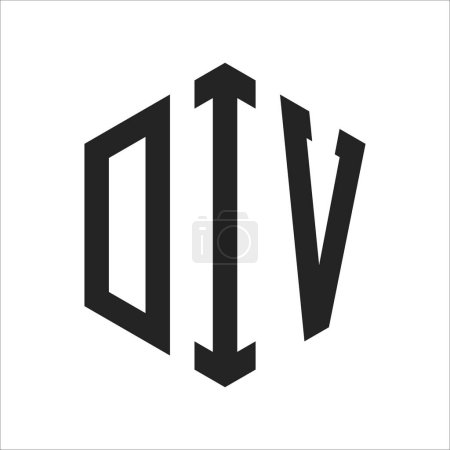 DIV Logo Design. Anfangsbuchstabe DIV Monogramm Logo mit Hexagon-Form