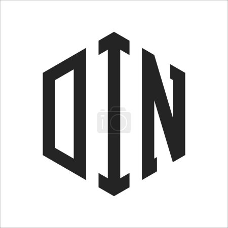 DIN-Logo-Design. Anfangsbuchstabe DIN-Monogramm-Logo in Sechseckform