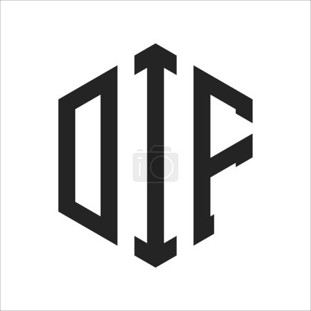 Diseño de Logo DIF. Logo inicial de DIF Monogram con forma de hexágono
