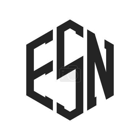 ESN Logo Design. Initial Letter ESN Monogram Logo using Hexagon shape