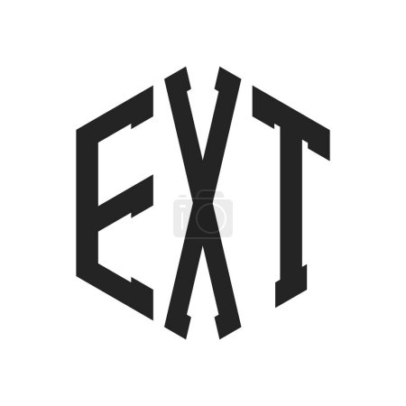 EXT Logo Design. Initial Letter EXT Monogram Logo using Hexagon shape