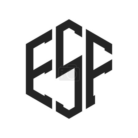 ESF Logo Design. Anfangsbuchstabe ESF-Monogramm-Logo mit Hexagon-Form
