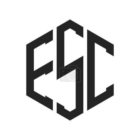 ESC Logo Design. Initial Letter ESC Monogram Logo mit Sechseck-Form