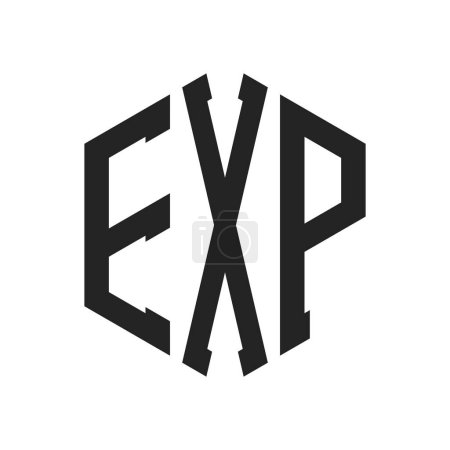 Conception du logo EXP. Logo de monogramme EXP de lettre initiale utilisant la forme hexagonale