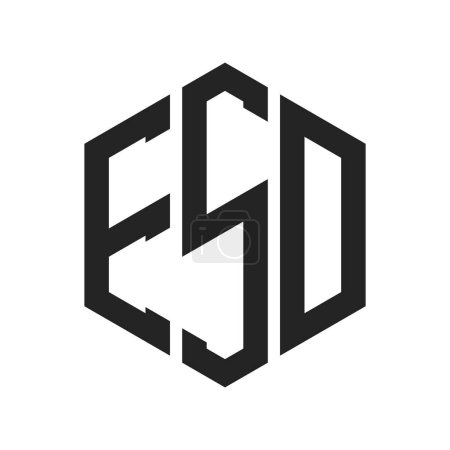 ESD Logo Design. Anfangsbuchstabe ESD Monogramm Logo mit Hexagon-Form