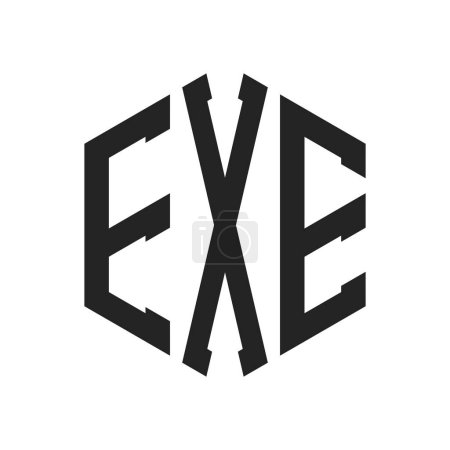 EXE Logo Design. Initial Letter EXE Monogram Logo using Hexagon shape