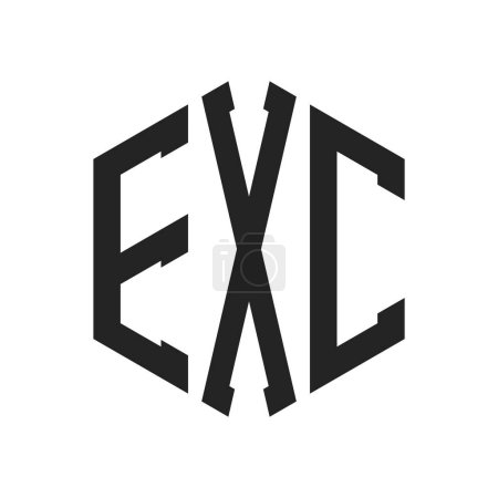 EXC Logo Design. Initial Letter EXC Monogram Logo using Hexagon shape