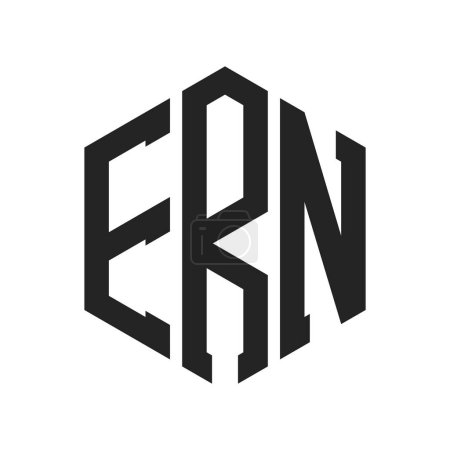 Diseño de Logo ERN. Logo inicial de la carta ERN Monogram usando la forma del hexágono