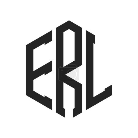 Diseño de Logo ERL. Logo inicial del monograma ERL de la letra usando la forma del hexágono