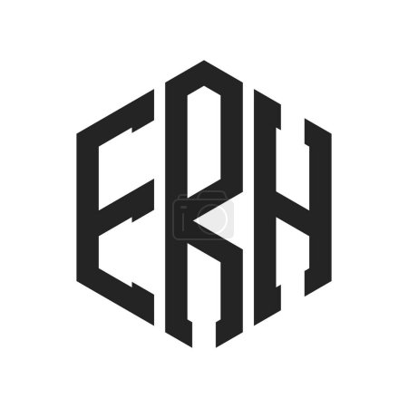 Logo ERH Design. Lettre initiale ERH Monogram Logo utilisant la forme hexagonale