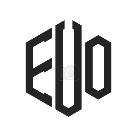 Illustration for EUO Logo Design. Initial Letter EUO Monogram Logo using Hexagon shape - Royalty Free Image