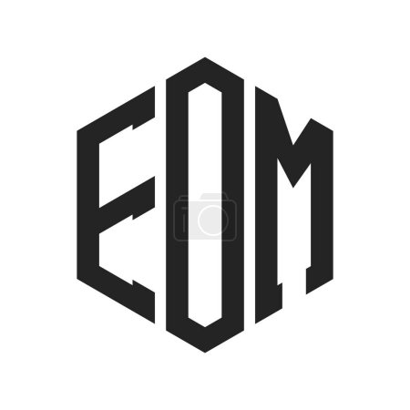 Téléchargez les illustrations : EOM Logo Design. Logo de monogramme de la lettre initiale EOM utilisant la forme hexagonale - en licence libre de droit