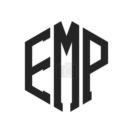 EMP Logo Design. Letra inicial EMP Monogram Logo usando la forma del hexágono