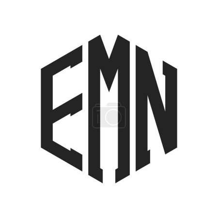 Illustration for EMN Logo Design. Initial Letter EMN Monogram Logo using Hexagon shape - Royalty Free Image