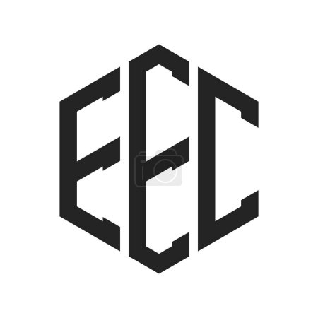 Illustration for EEC Logo Design. Initial Letter EEC Monogram Logo using Hexagon shape - Royalty Free Image