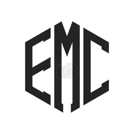 EMC Logo Design. Anfangsbuchstabe EMV-Monogramm-Logo mit Hexagon-Form
