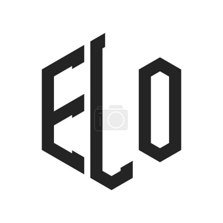 Illustration for ELO Logo Design. Initial Letter ELO Monogram Logo using Hexagon shape - Royalty Free Image