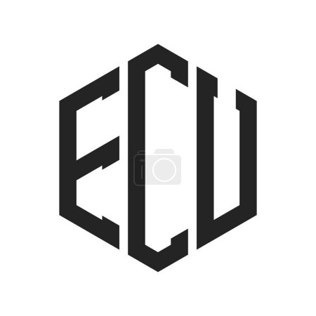 ECU Logo Design. Initial Letter ECU Monogram Logo mit Hexagon-Form