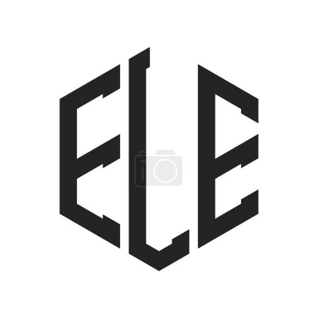 Illustration for ELE Logo Design. Initial Letter ELE Monogram Logo using Hexagon shape - Royalty Free Image