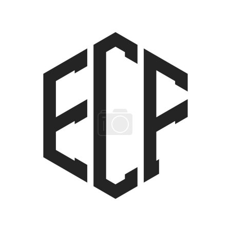 ECF Logo Design. Initial Letter ECF Monogram Logo mit Hexagon-Form