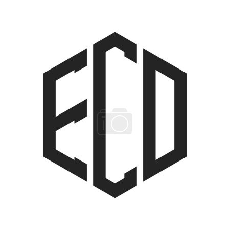 ECD Logo Design. Initial Letter ECD Monogram Logo using Hexagon shape