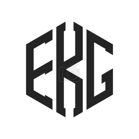 Illustration for EKG Logo Design. Initial Letter EKG Monogram Logo using Hexagon shape - Royalty Free Image