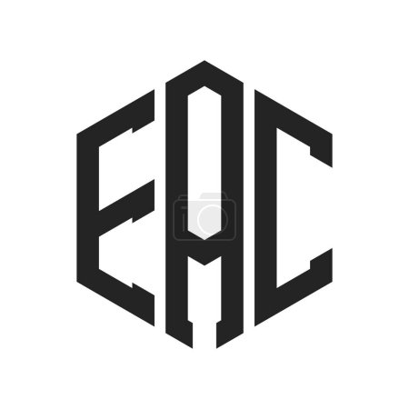 Diseño de Logo EAC. Logo inicial de la carta EAC Monogram usando la forma del hexágono
