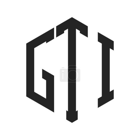 Illustration for GTI Logo Design. Initial Letter GTI Monogram Logo using Hexagon shape - Royalty Free Image