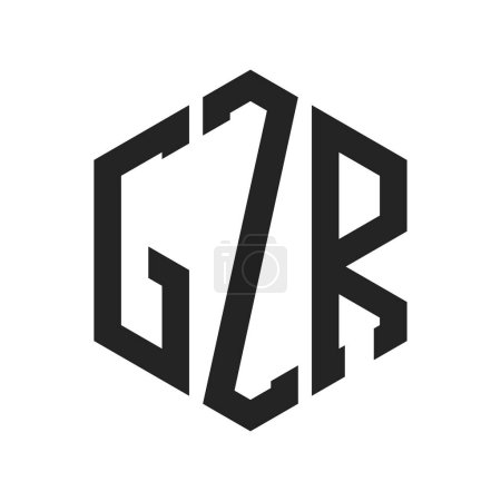 Téléchargez les illustrations : Conception de logo GZR. Logo de monogramme de la lettre initiale GZR utilisant la forme hexagonale - en licence libre de droit